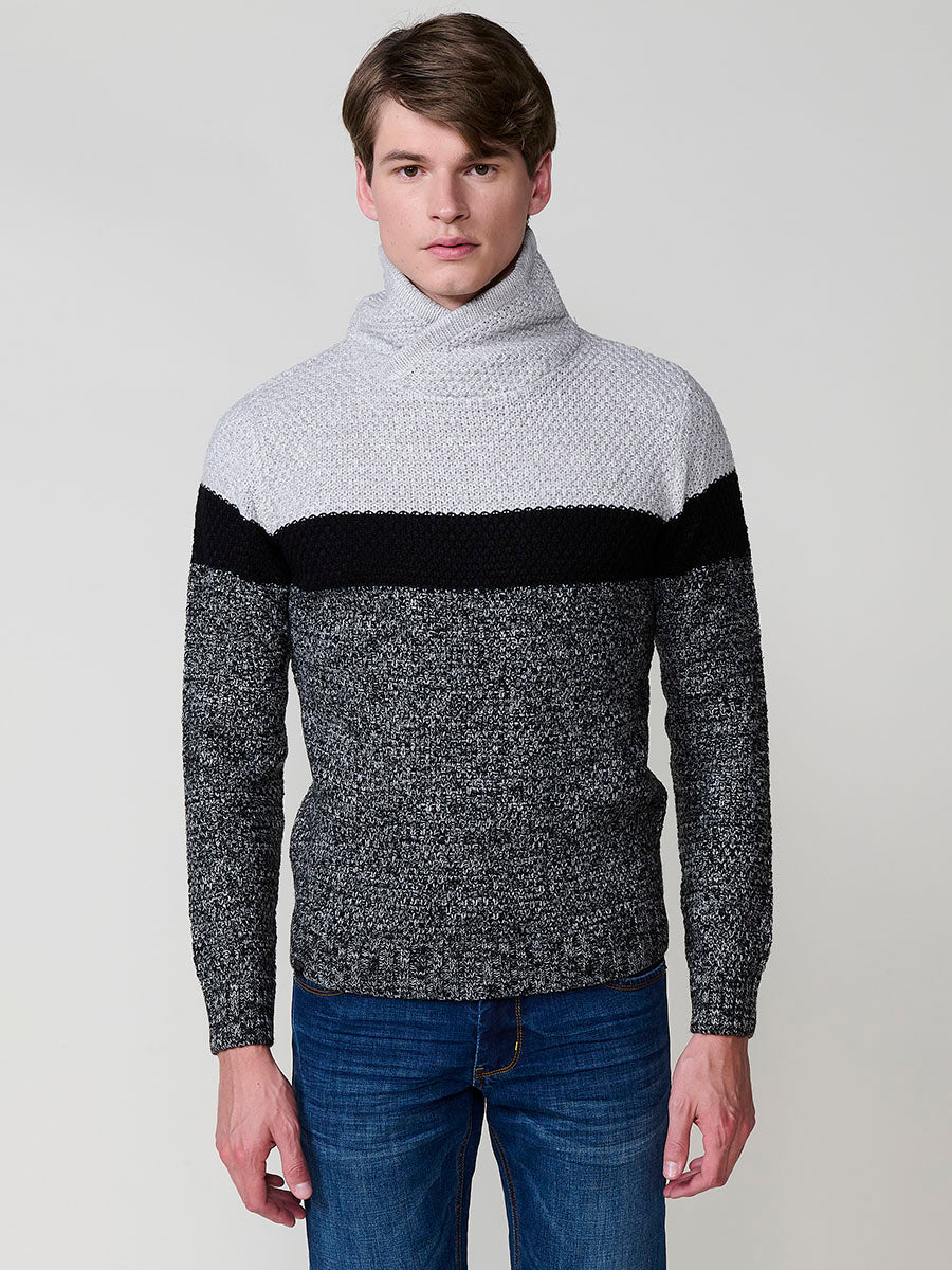 Jersey Punto Hombre Cuello Alto Cruzado Color Block – Koroshi 2521TR30