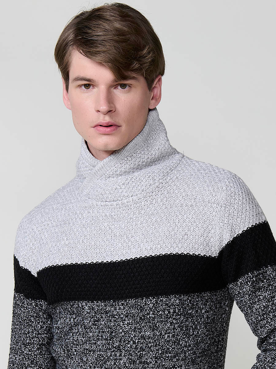 Jersey Punto Hombre Cuello Alto Cruzado Color Block – Koroshi 2521TR30