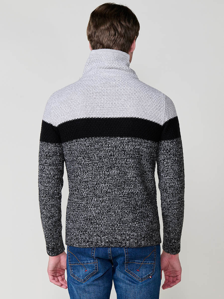 Jersey Punto Hombre Cuello Alto Cruzado Color Block – Koroshi 2521TR30
