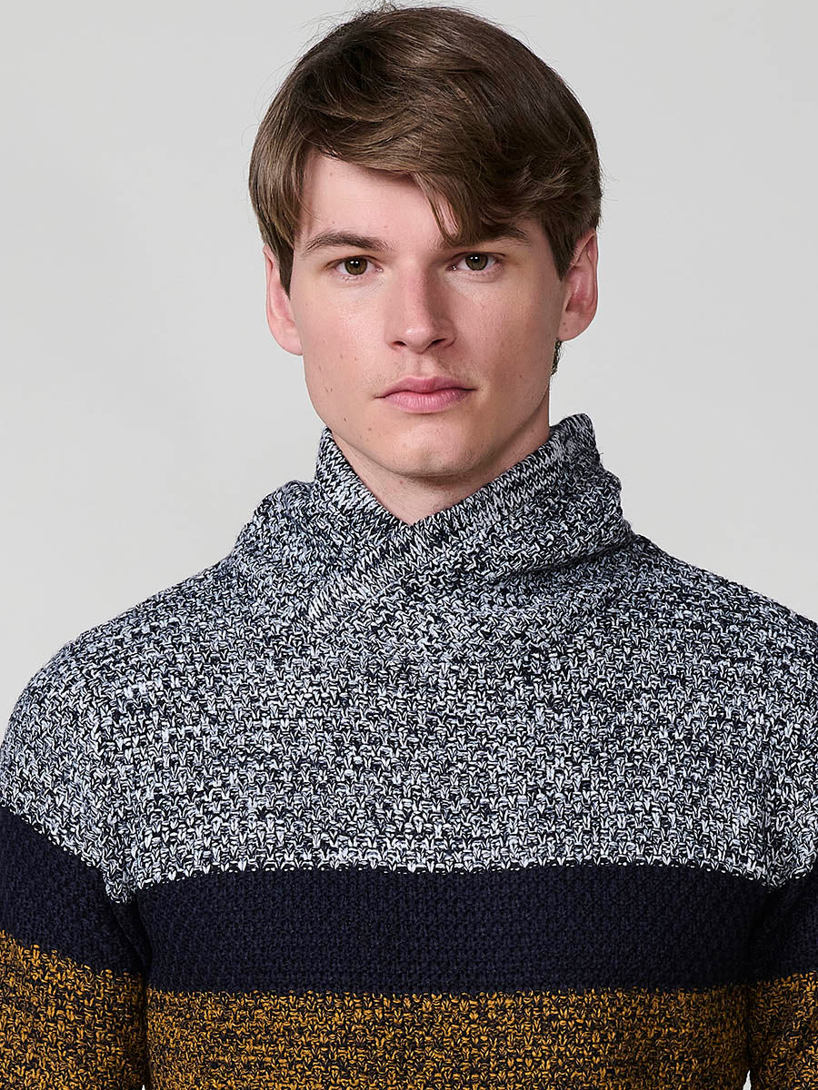 Jersey Punto Hombre Cuello Alto Cruzado Color Block – Koroshi 2521TR30