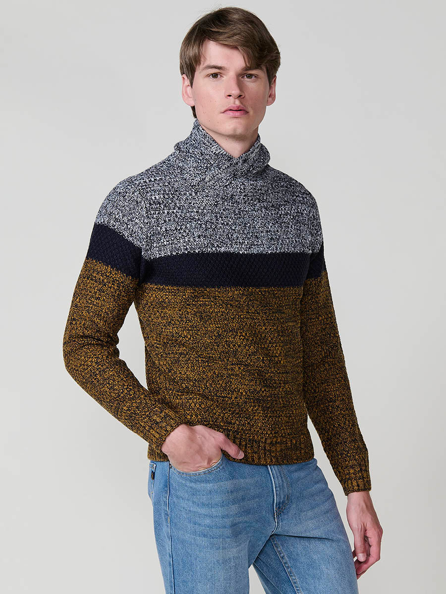 Jersey Punto Hombre Cuello Alto Cruzado Color Block – Koroshi 2521TR30