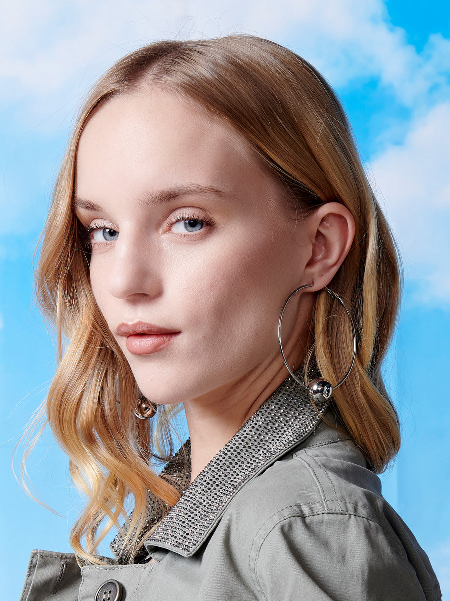 Set de Pendientes Aro Mujer Grande y Pequeño – Koroshi Plateado
