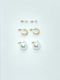 Set de 3 Pares de Pendientes Mujer con Perlas – Koroshi Dorado