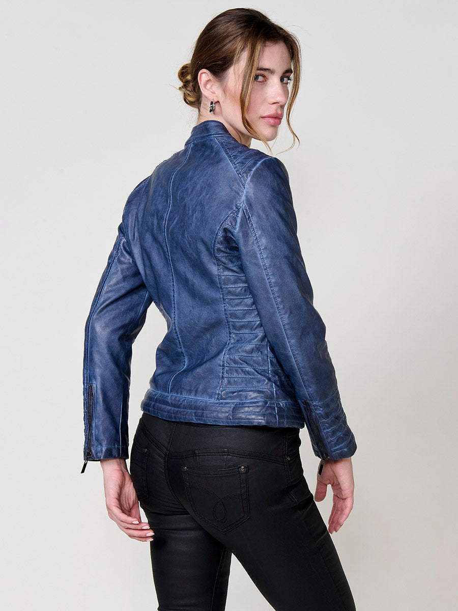 Chaqueta Biker Mujer Efecto Piel Acolchada Cuello Mao – Koroshi 2522JA16