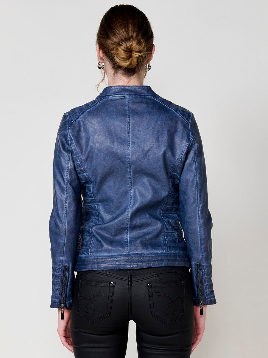 Chaqueta Biker Mujer Efecto Piel Acolchada Cuello Mao – Koroshi 2522JA16