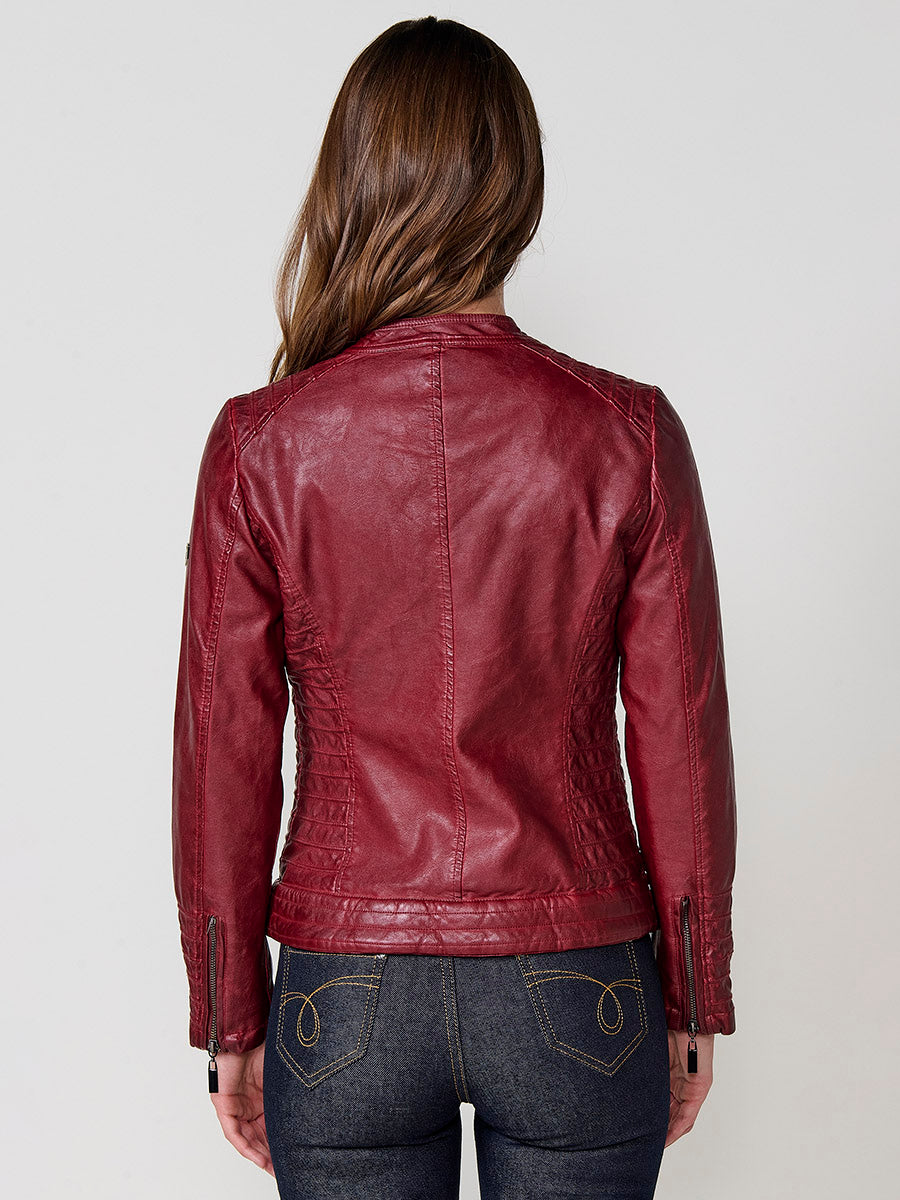 Chaqueta Biker Mujer Efecto Piel Acolchada Cuello Mao – Koroshi 2522JA16
