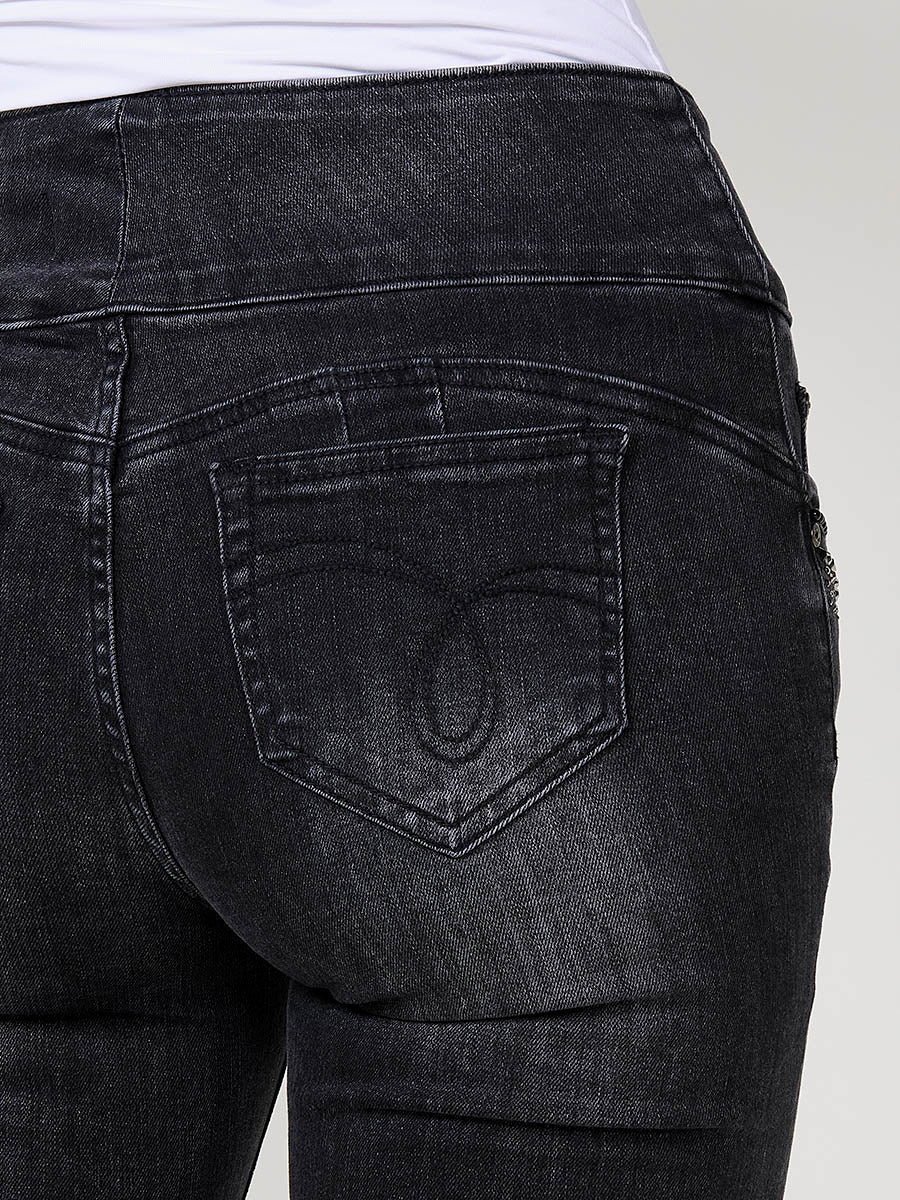 Jeans Boot Cut Mujer Corset Tachas Brillantes – Koroshi Negro