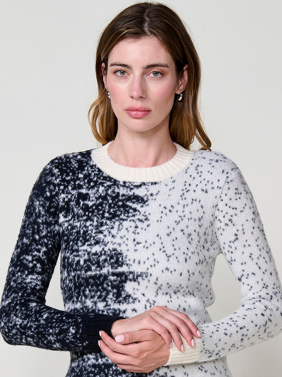 Jersey de punto bicolor mujer con tacto suave y escote redondo