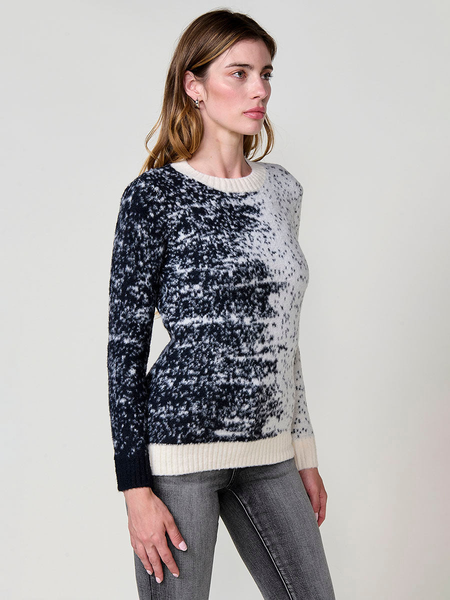 Jersey de punto bicolor mujer con tacto suave y escote redondo