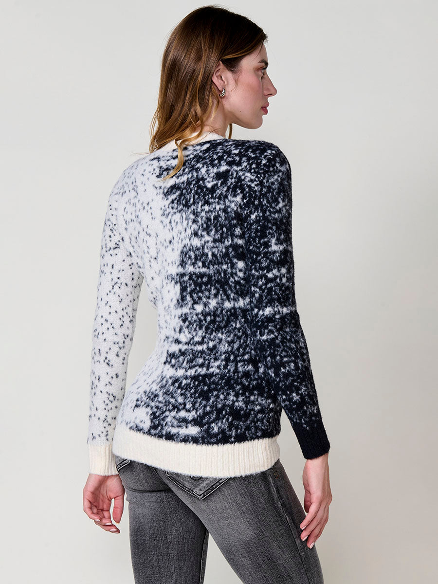 Jersey de punto bicolor mujer con tacto suave y escote redondo