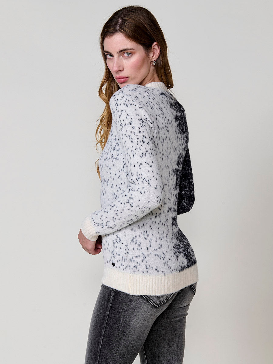 Jersey de punto bicolor mujer con tacto suave y escote redondo