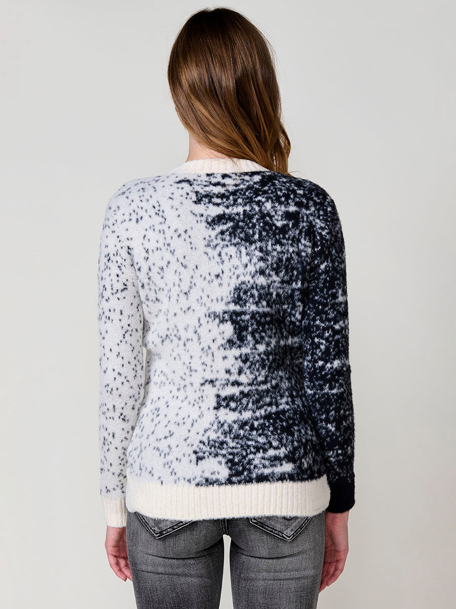 Jersey de punto bicolor mujer con tacto suave y escote redondo