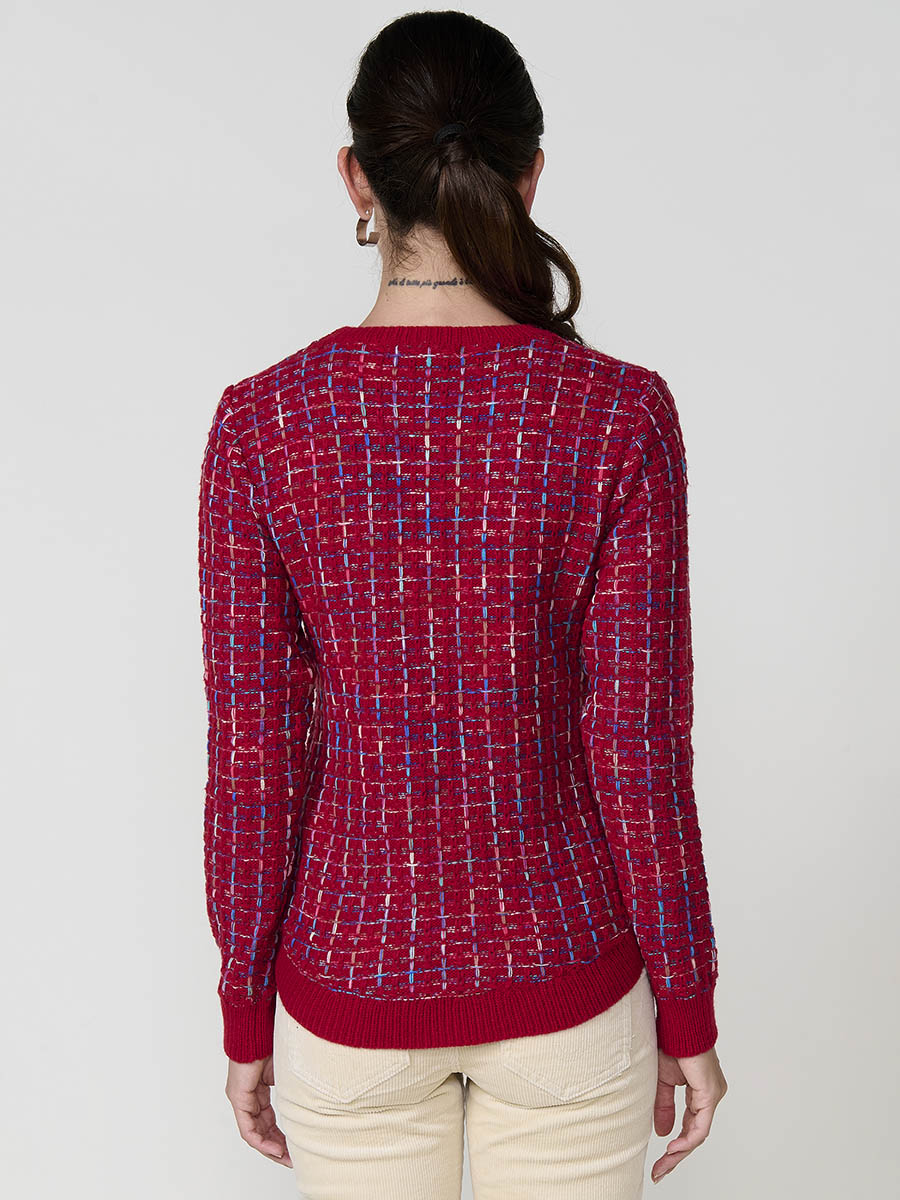 Jersey mujer de punto con hilo multicolor y bajo redondeado