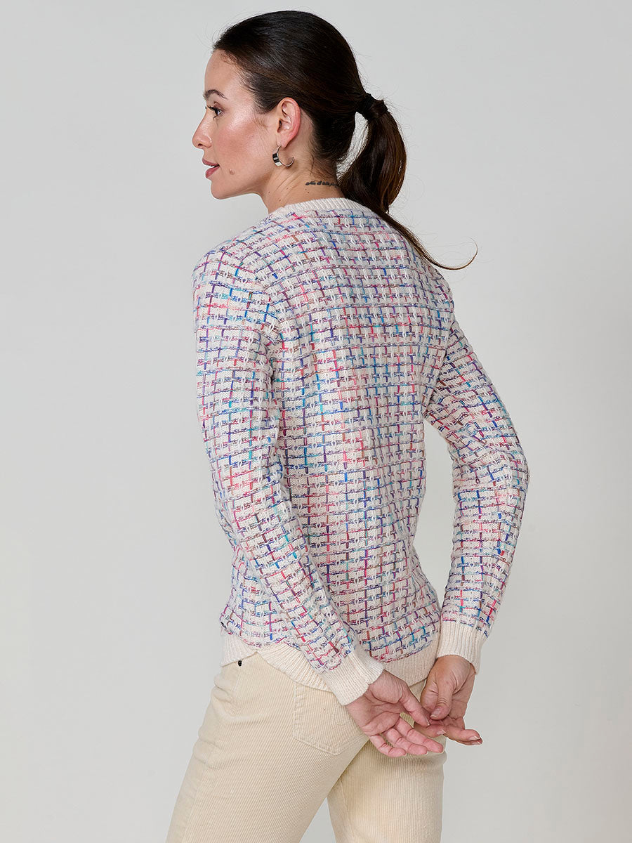 Jersey mujer de punto con hilo multicolor y bajo redondeado