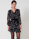 Vestido corto mujer estampado ikat hilo metalizado mujer