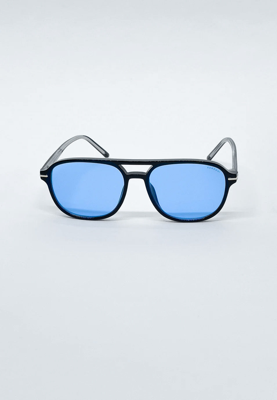 Gafas de sol unisex negras con lentes azules