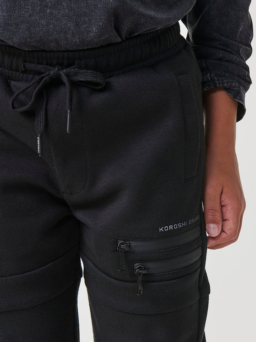 Pantalón Jogger Niño Felpa Algodón – Koroshi Negro