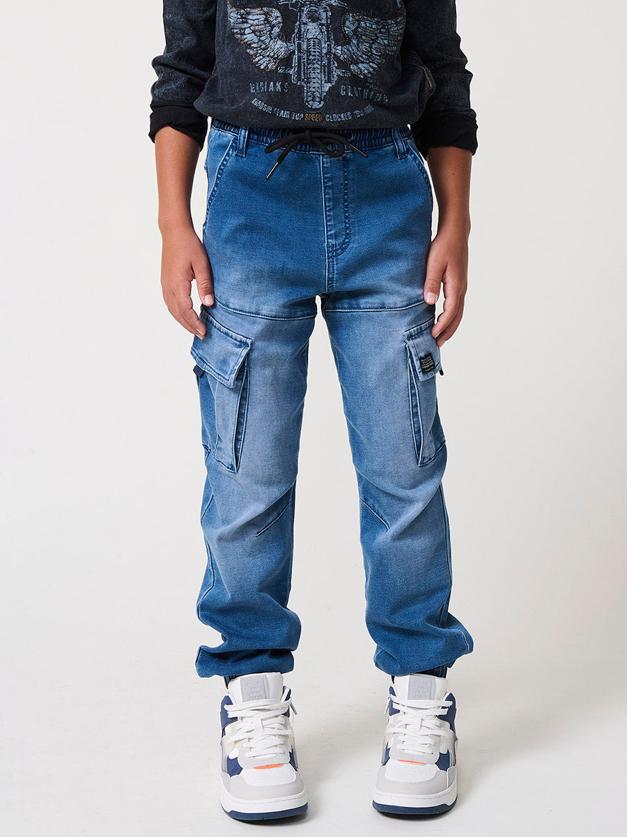 Pantalón jogger niño knit denim elástico