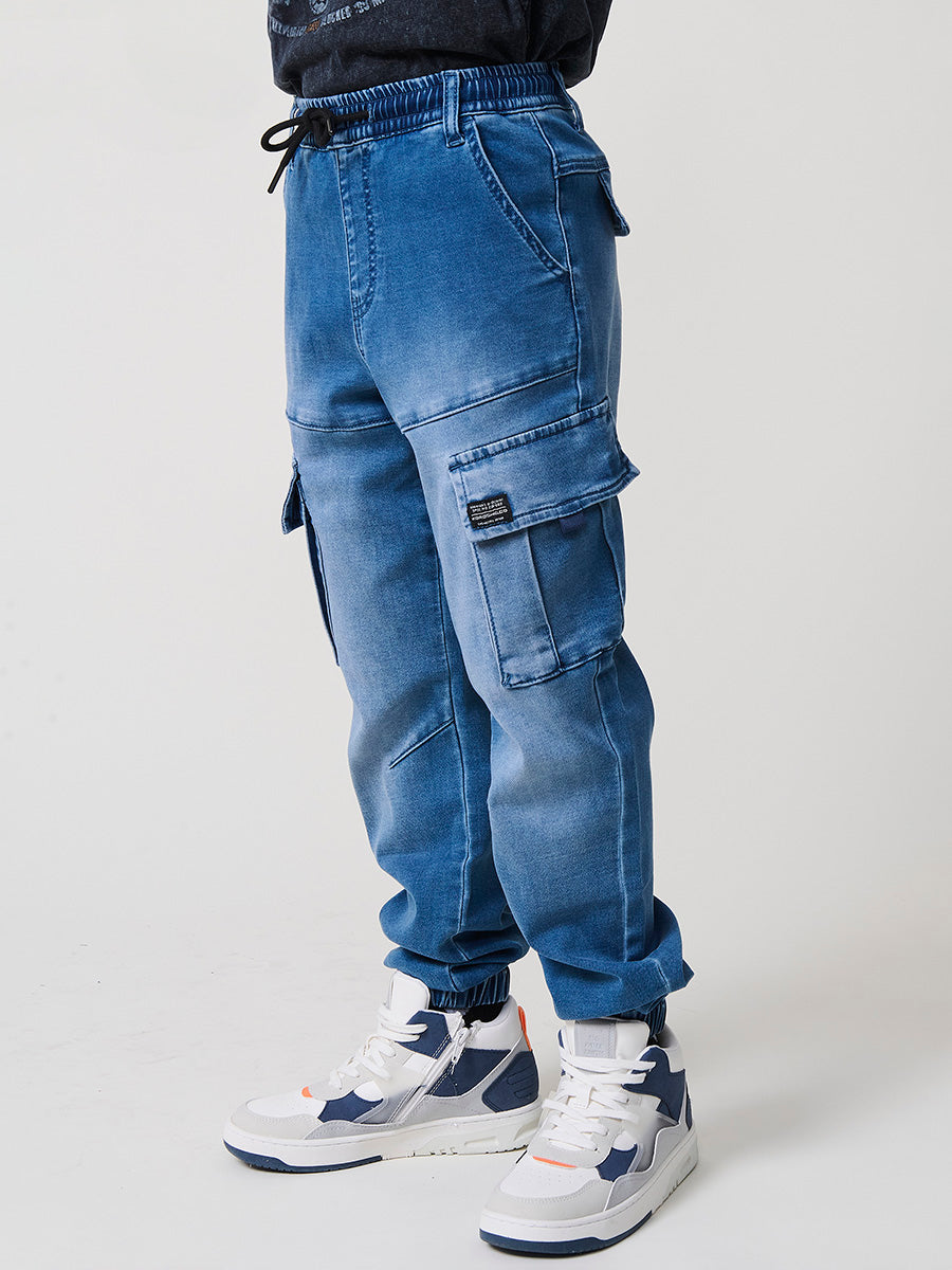 Pantalón jogger niño knit denim elástico