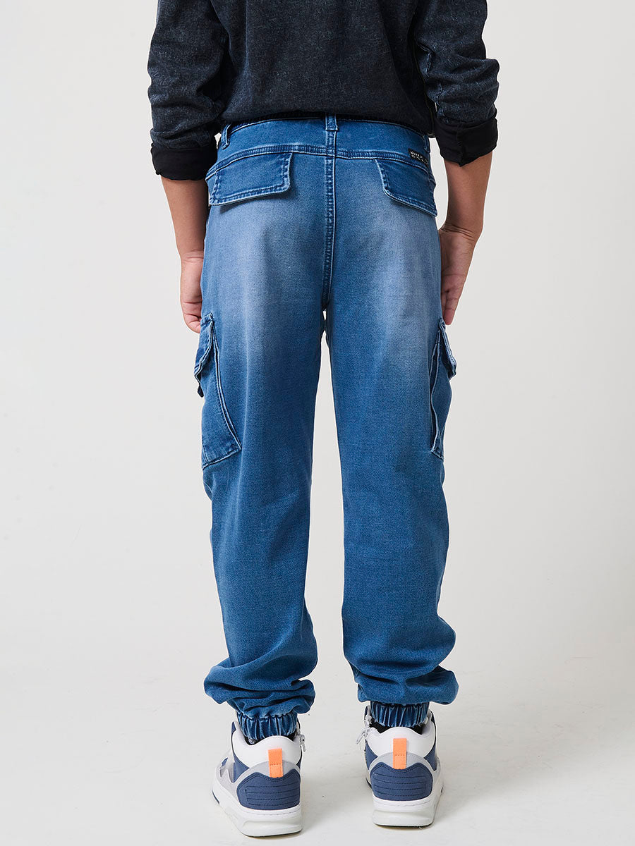 Pantalón jogger niño knit denim elástico