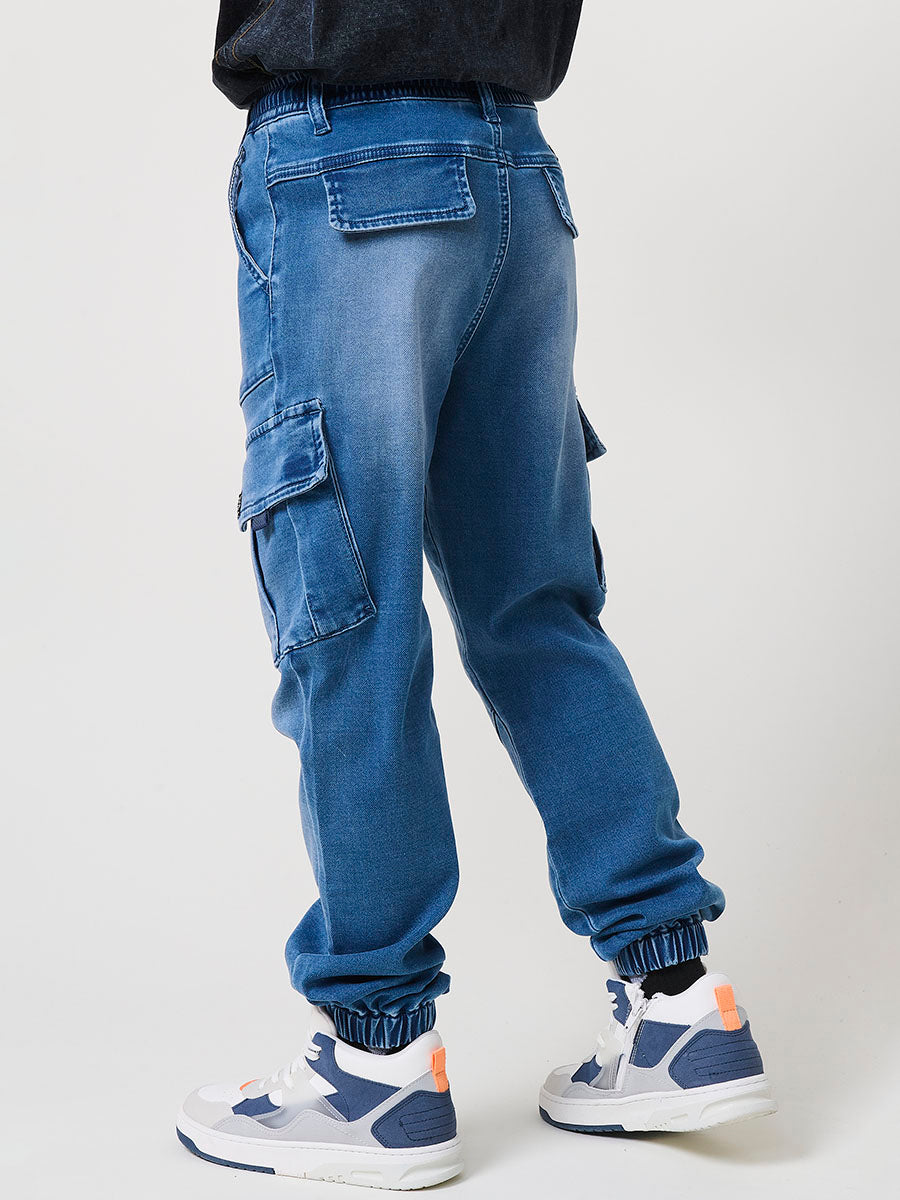 Pantalón jogger niño knit denim elástico