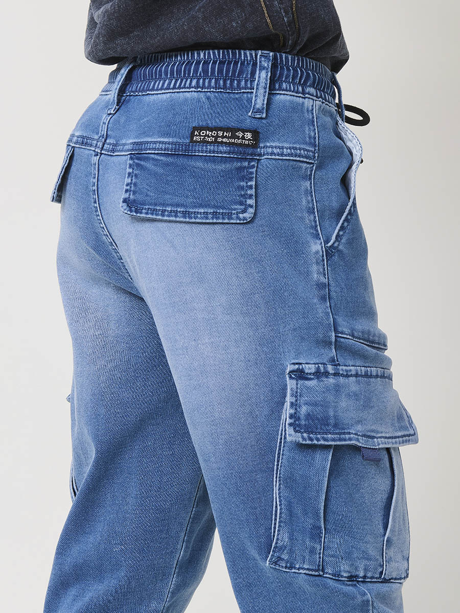 Pantalón jogger niño knit denim elástico