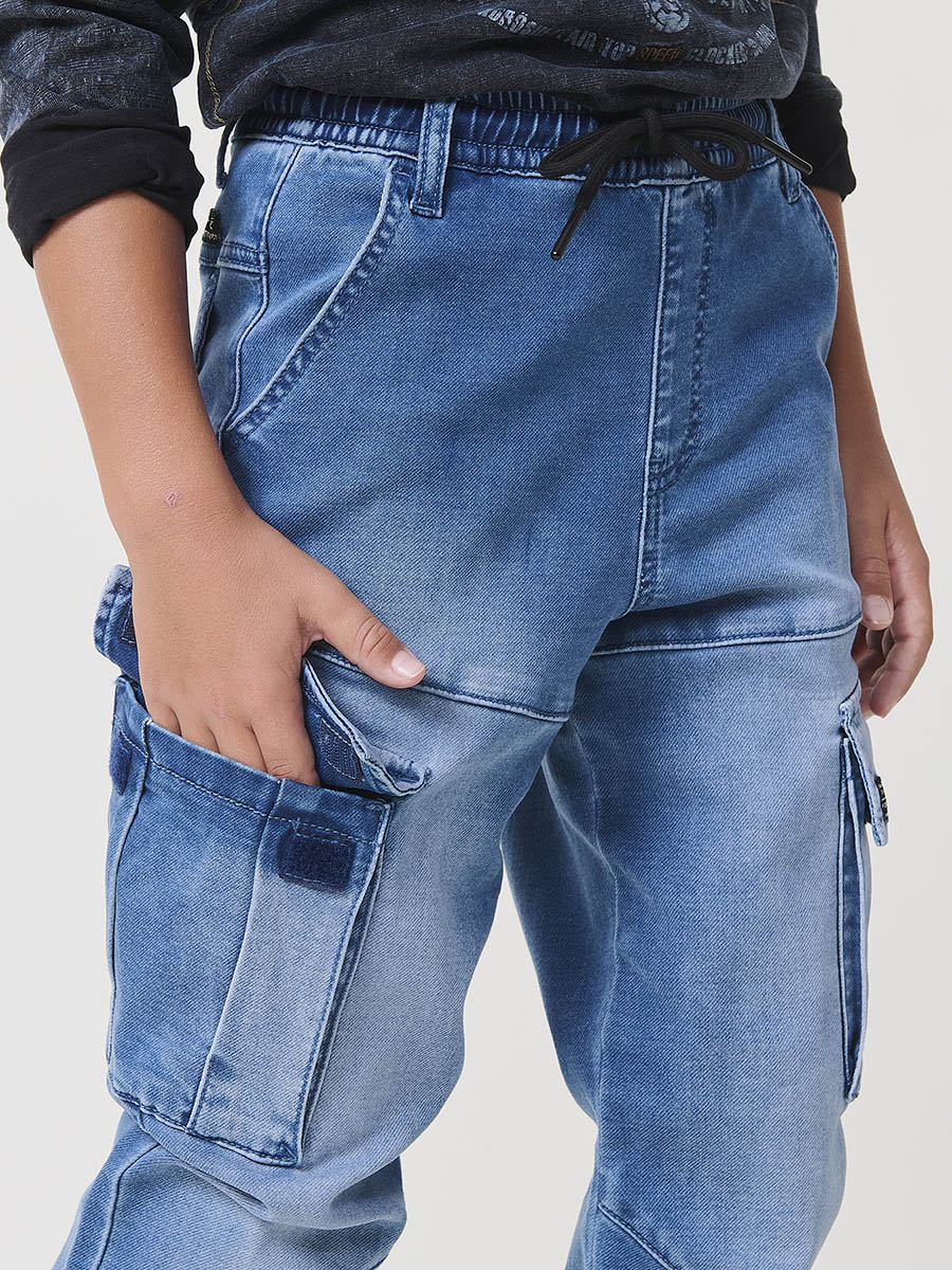 Pantalón jogger niño knit denim elástico