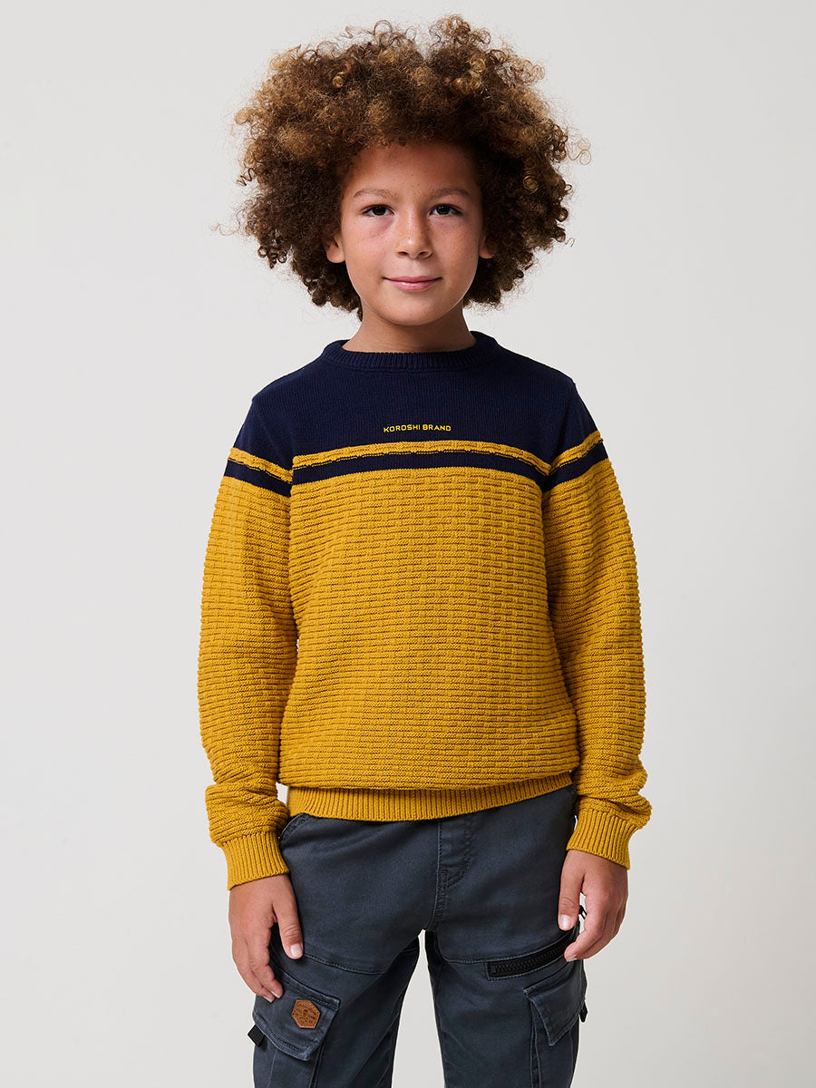 Jersey Niño Tricot Cuello Redondo – Koroshi Mostaza
