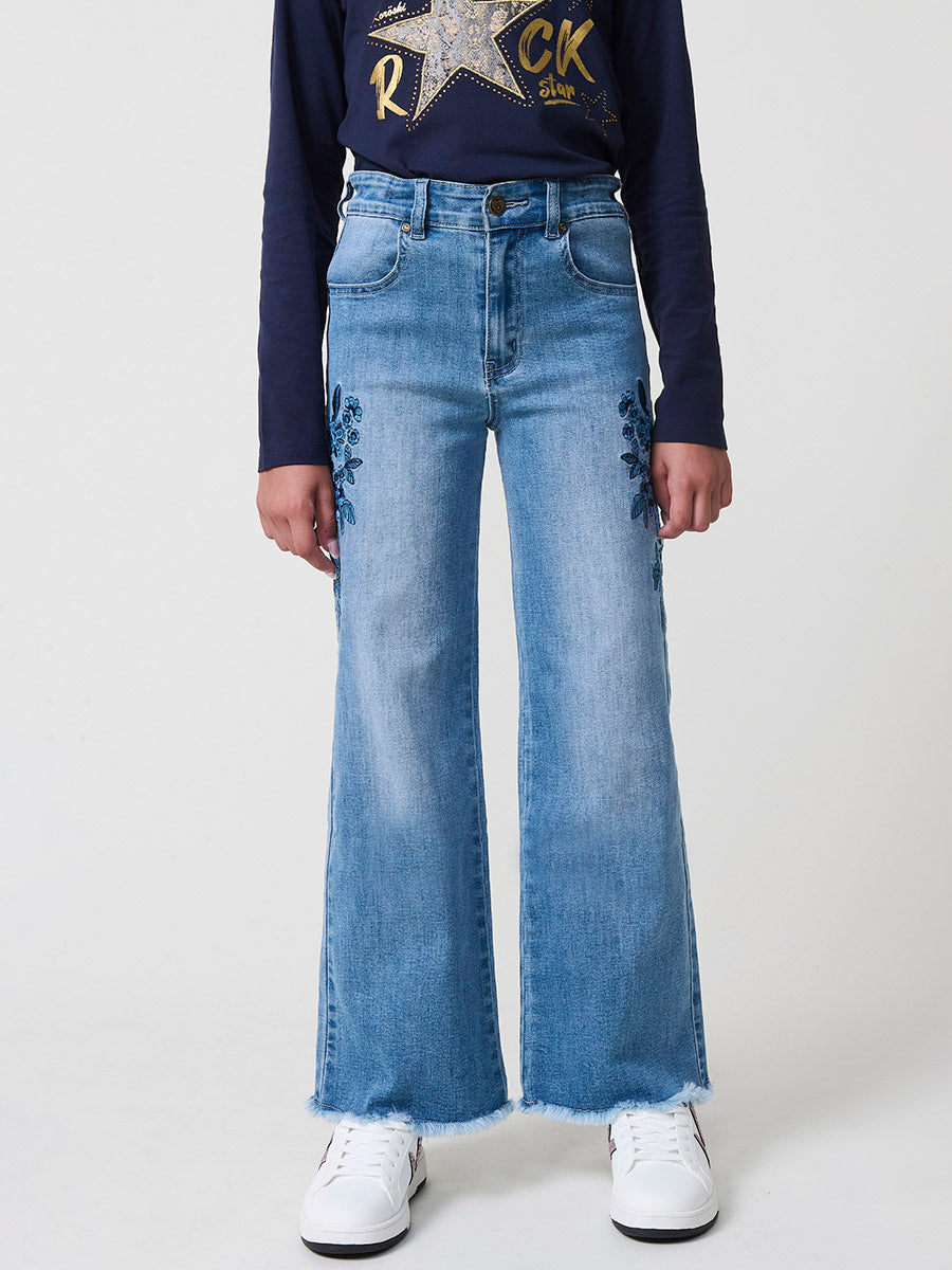 Pantalón Vaquero Niña Pierna Ancha – Koroshi Azul