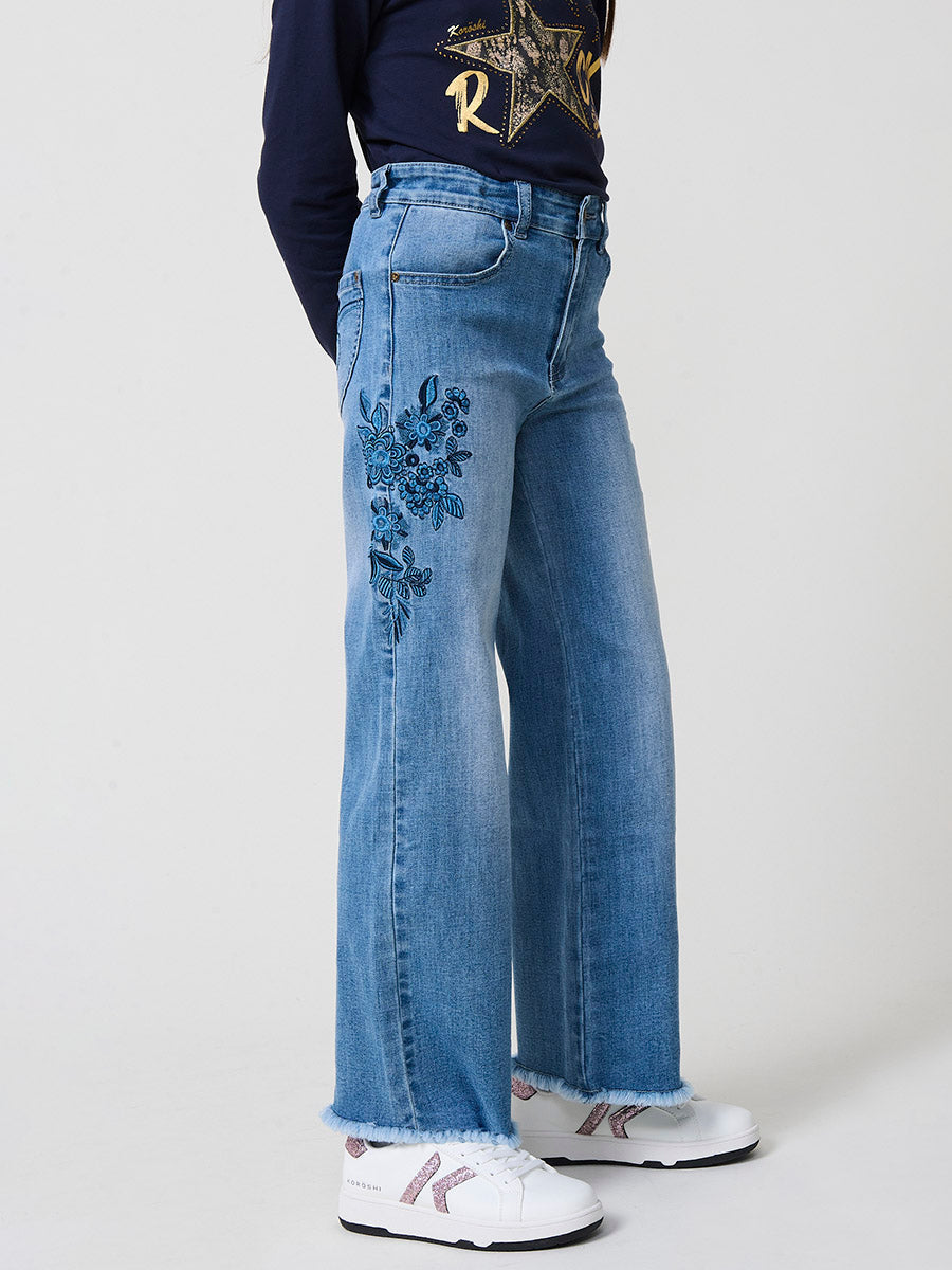 Pantalón Vaquero Niña Pierna Ancha – Koroshi Azul