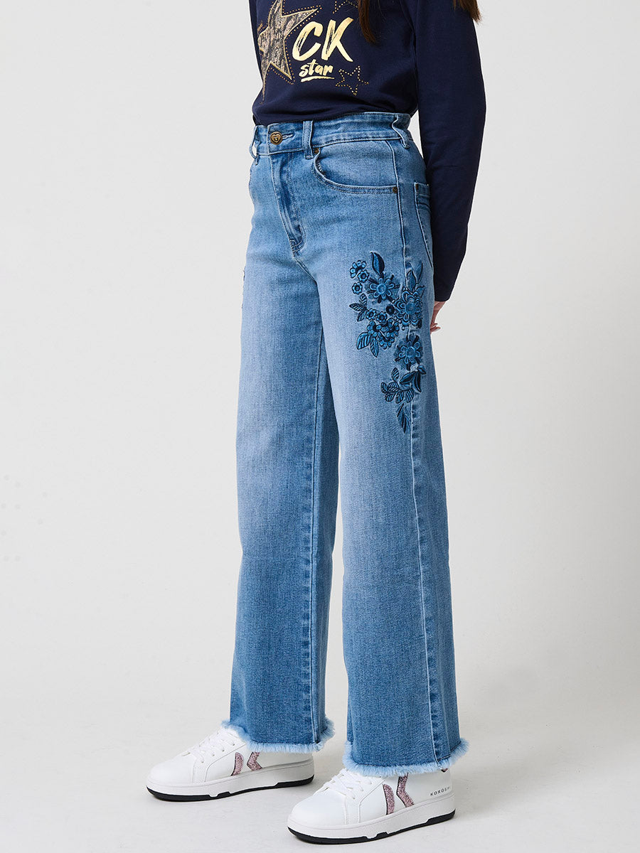 Pantalón Vaquero Niña Pierna Ancha – Koroshi Azul