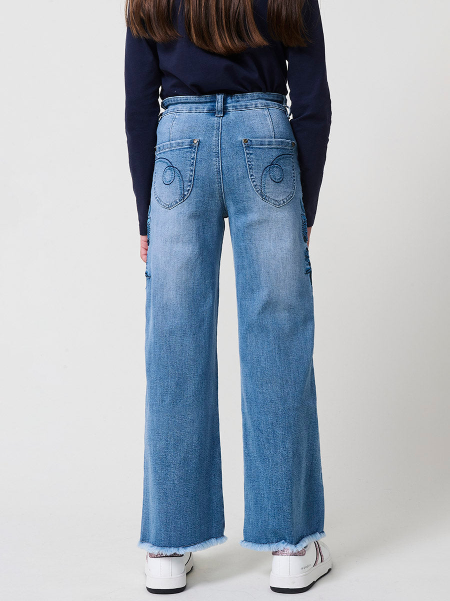 Pantalón Vaquero Niña Pierna Ancha – Koroshi Azul