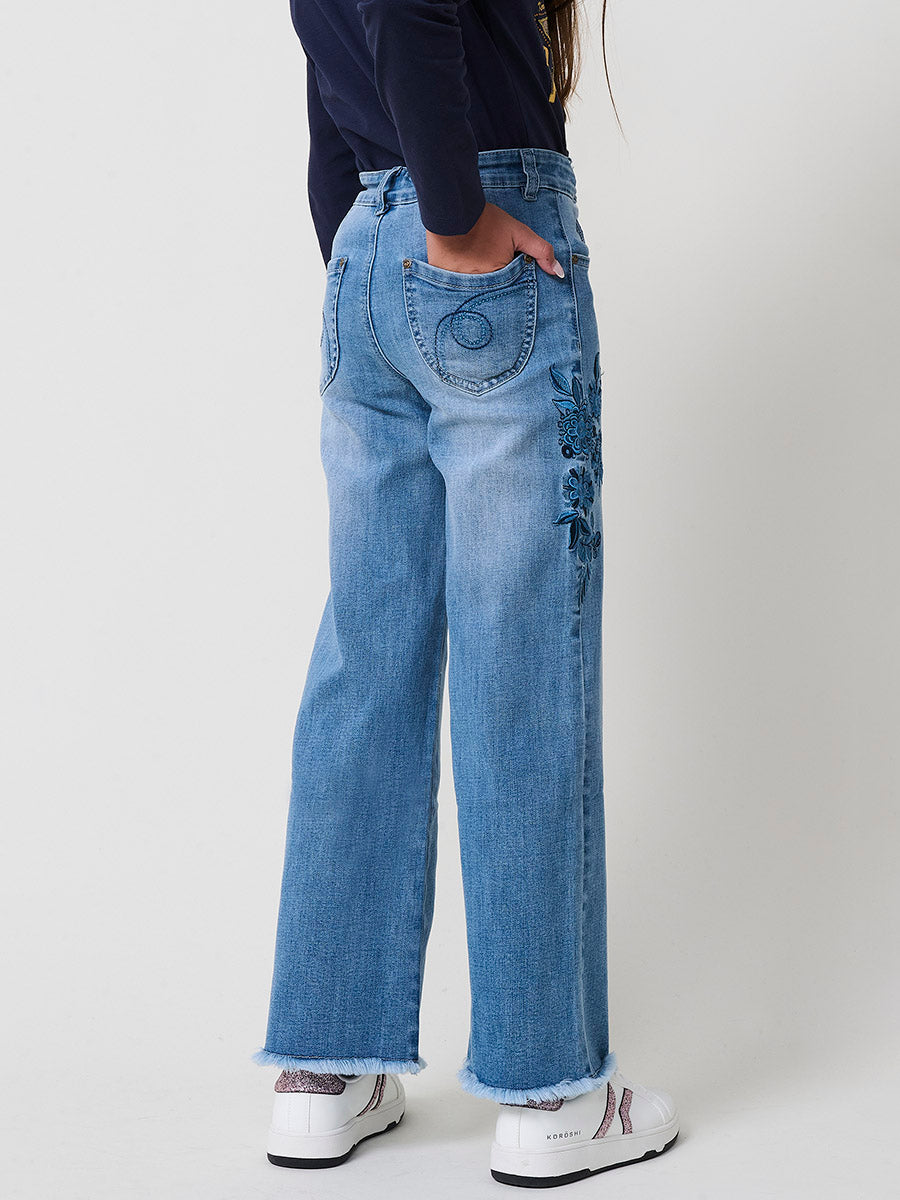 Pantalón Vaquero Niña Pierna Ancha – Koroshi Azul