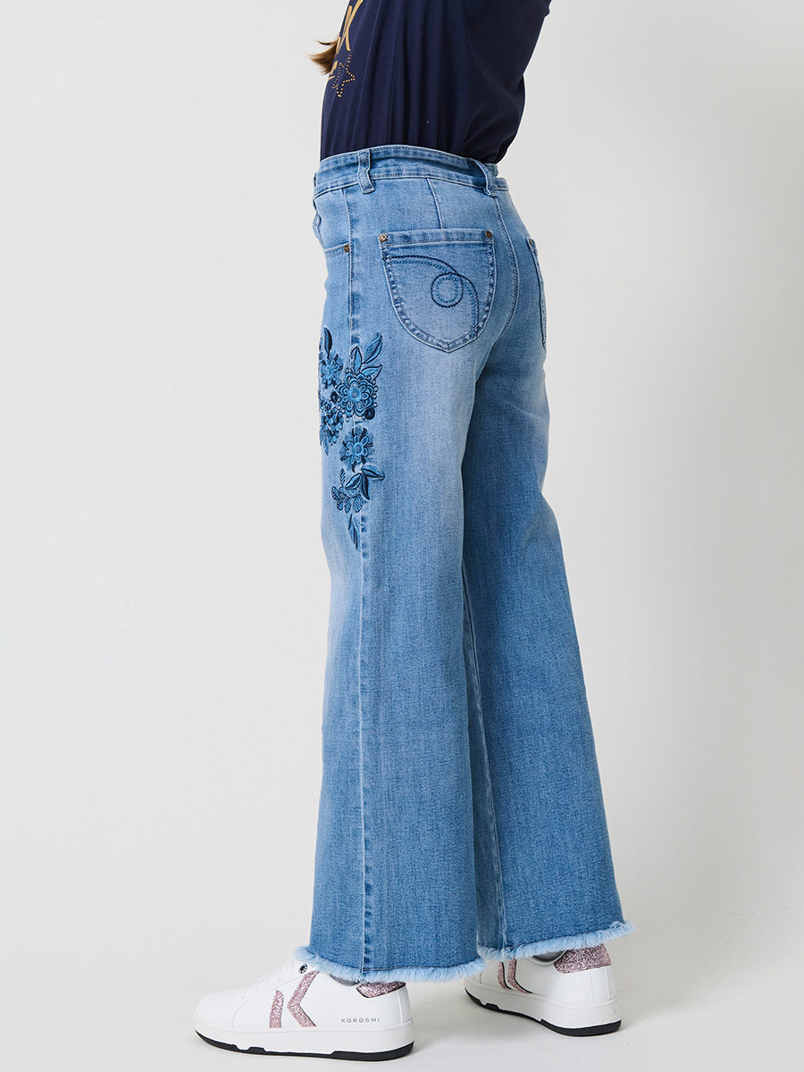 Pantalón Vaquero Niña Pierna Ancha – Koroshi Azul