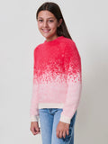 Jersey niña fucsia y con jacquard degradado