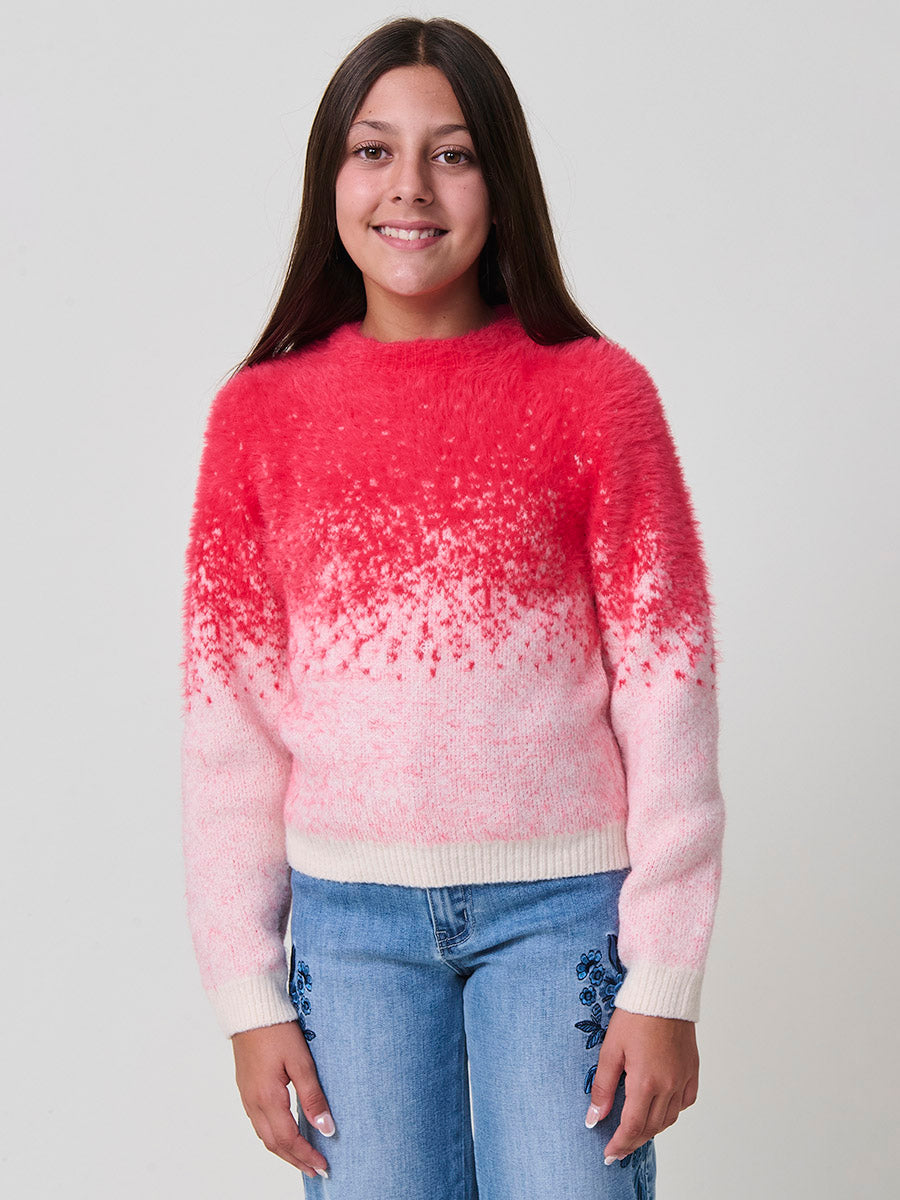 Jersey niña fucsia y con jacquard degradado
