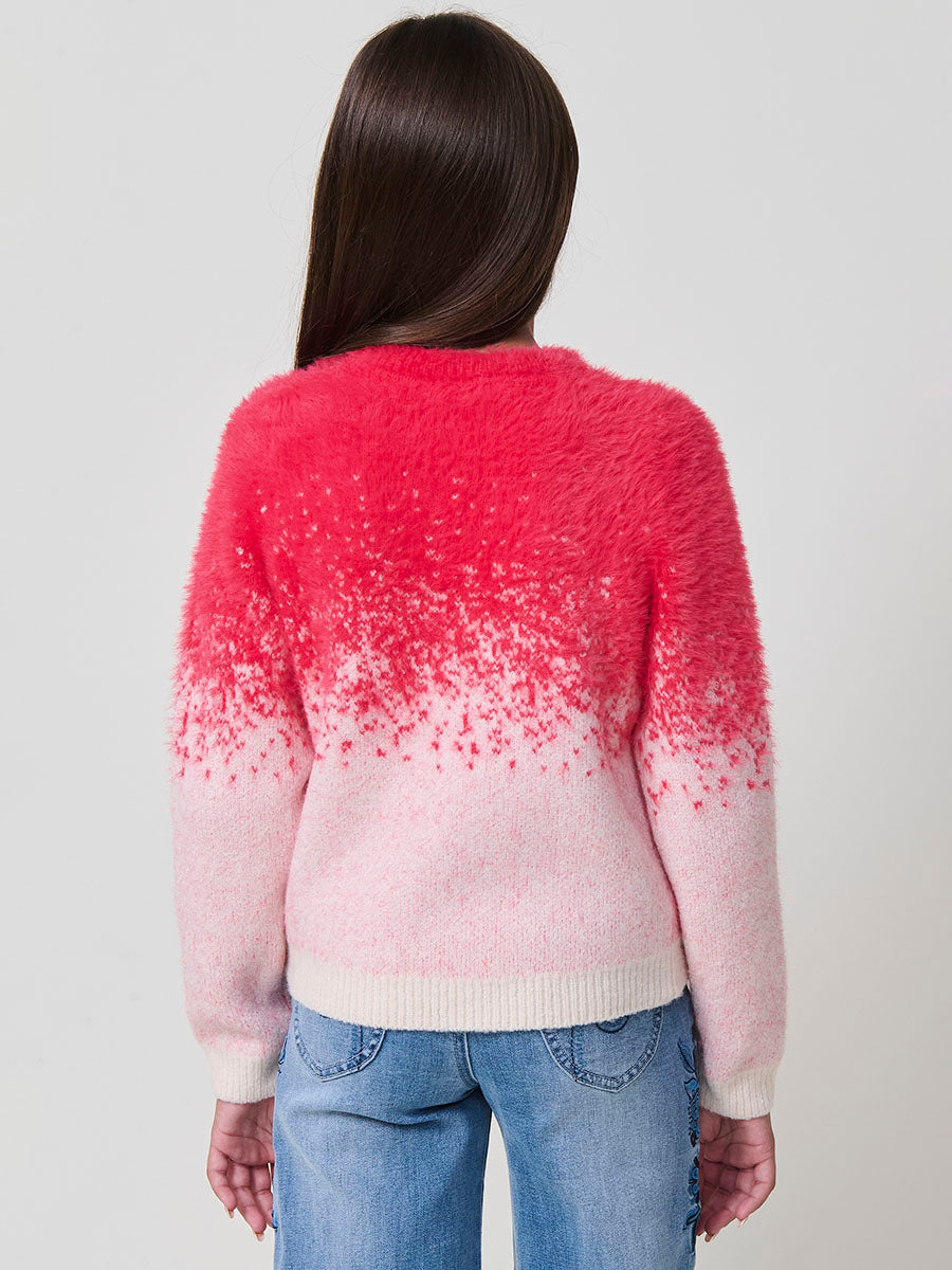 Jersey niña fucsia y con jacquard degradado