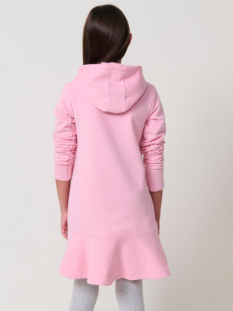 Vestido de niña en punto elástico de manga larga