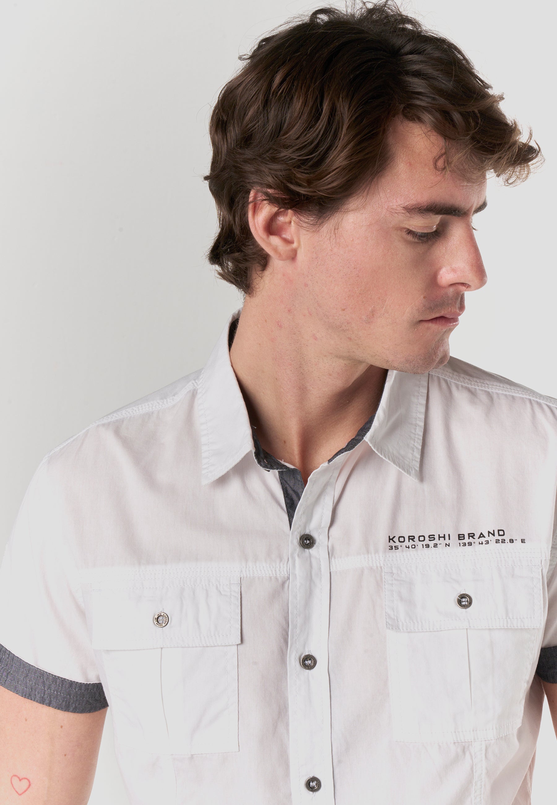 Camisa Manga Corta Multipockets Popelín Náutico Hombre – Koroshi 2611CC04