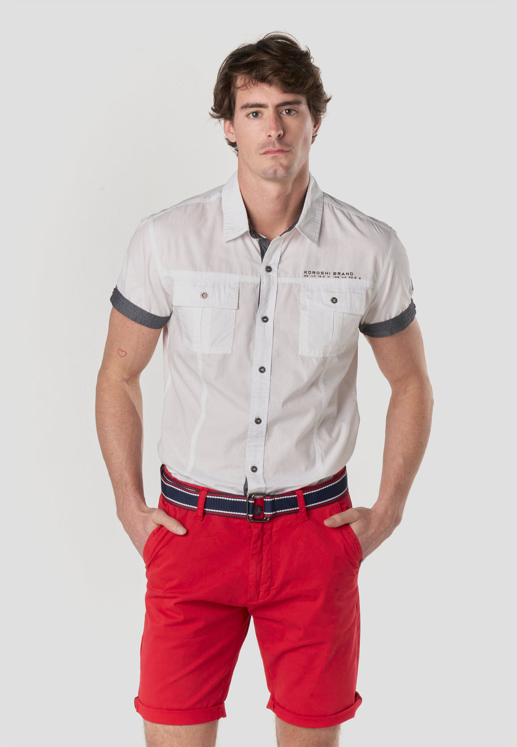 Camisa Manga Corta Multipockets Popelín Náutico Hombre – Koroshi 2611CC04