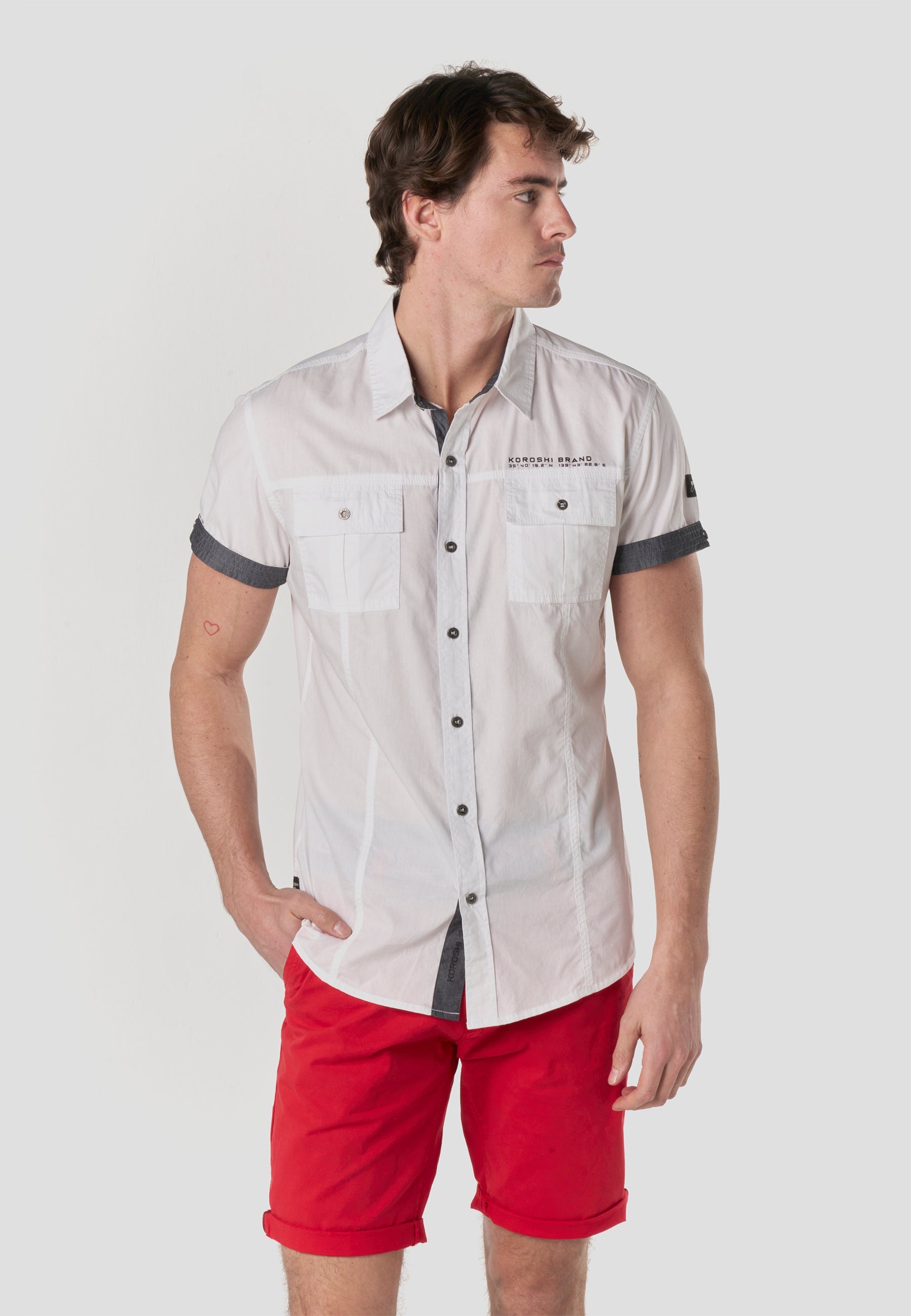 Camisa Manga Corta Multipockets Popelín Náutico Hombre – Koroshi 2611CC04