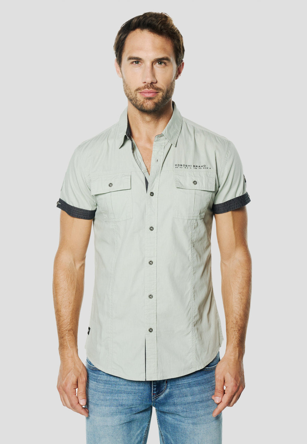 Camisa Manga Corta Multipockets Popelín Náutico Hombre – Koroshi 2611CC04