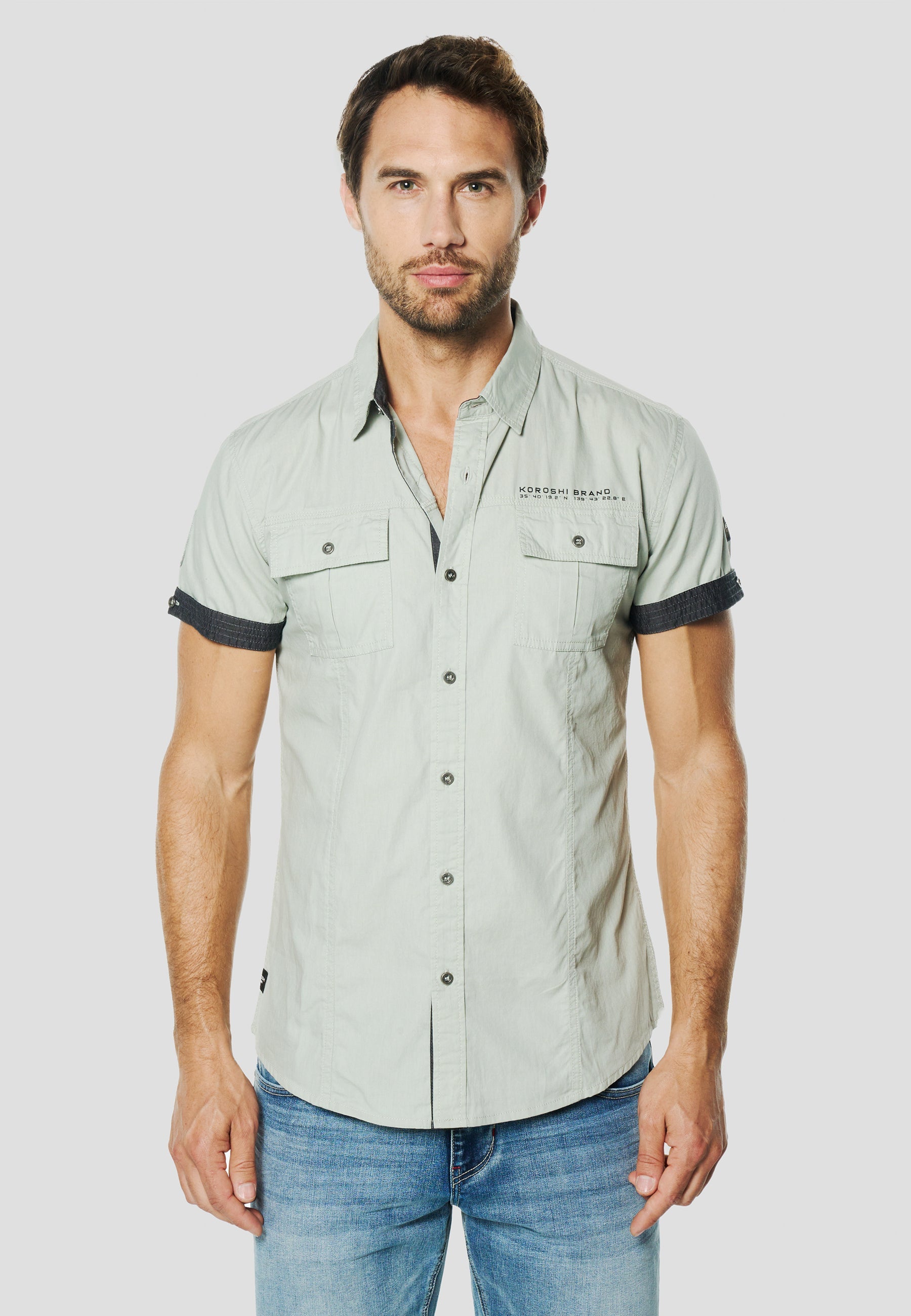 Camisa Manga Corta Multipockets Popelín Náutico Hombre – Koroshi 2611CC04