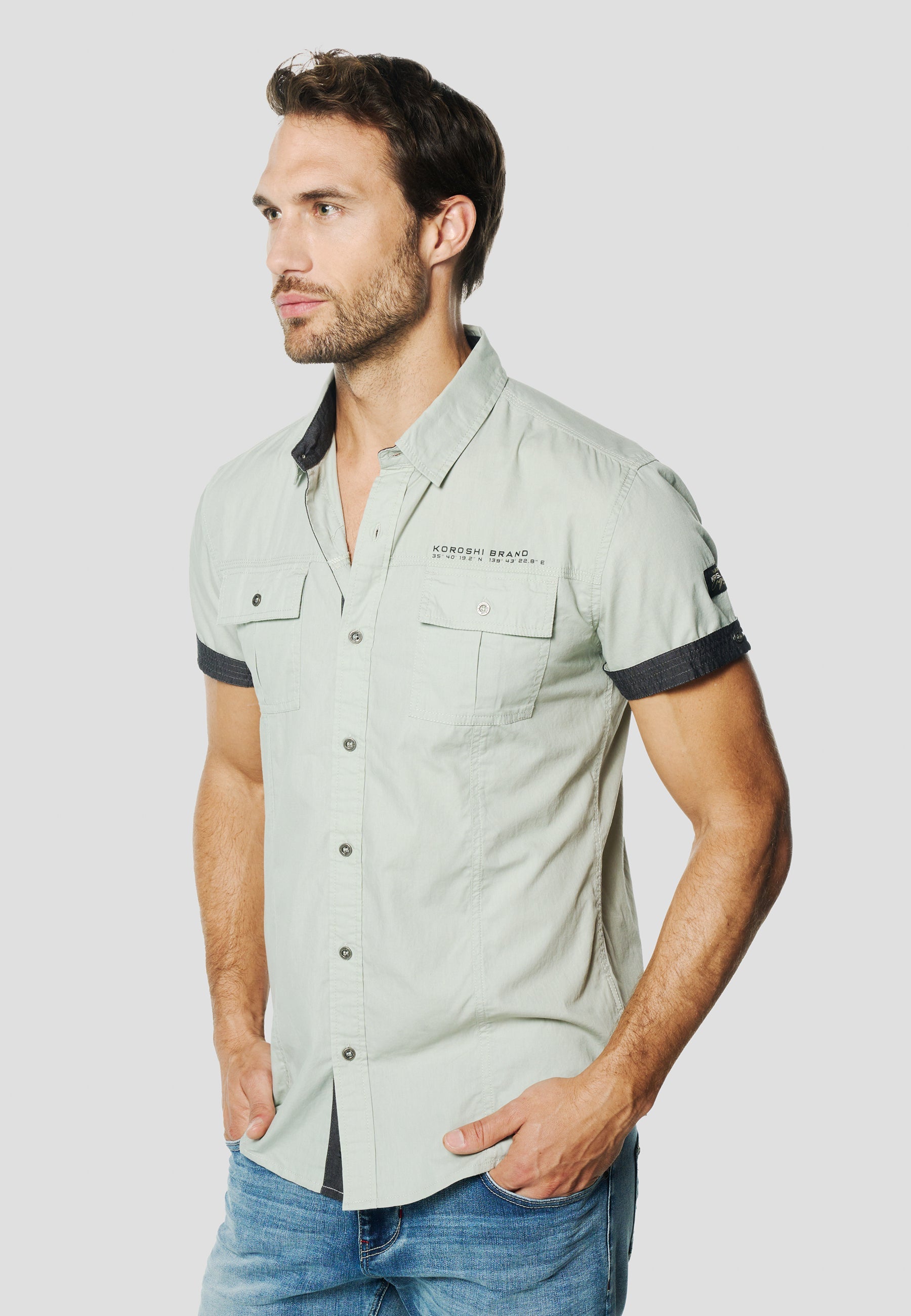 Camisa Manga Corta Multipockets Popelín Náutico Hombre – Koroshi 2611CC04