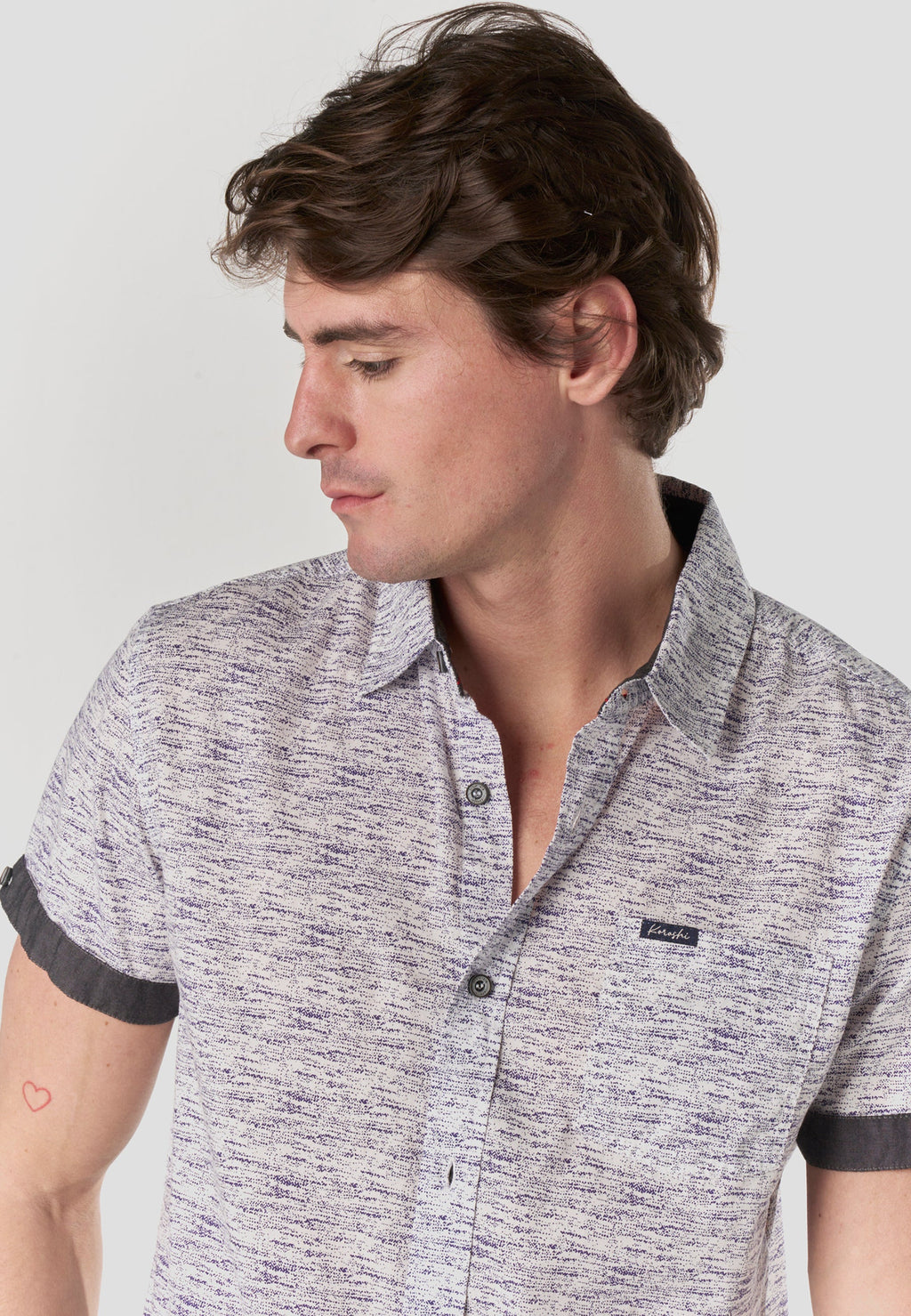 Camisa Hombre Manga Corta Popelín Algodón Bolsillo – Koroshi 2611CC31