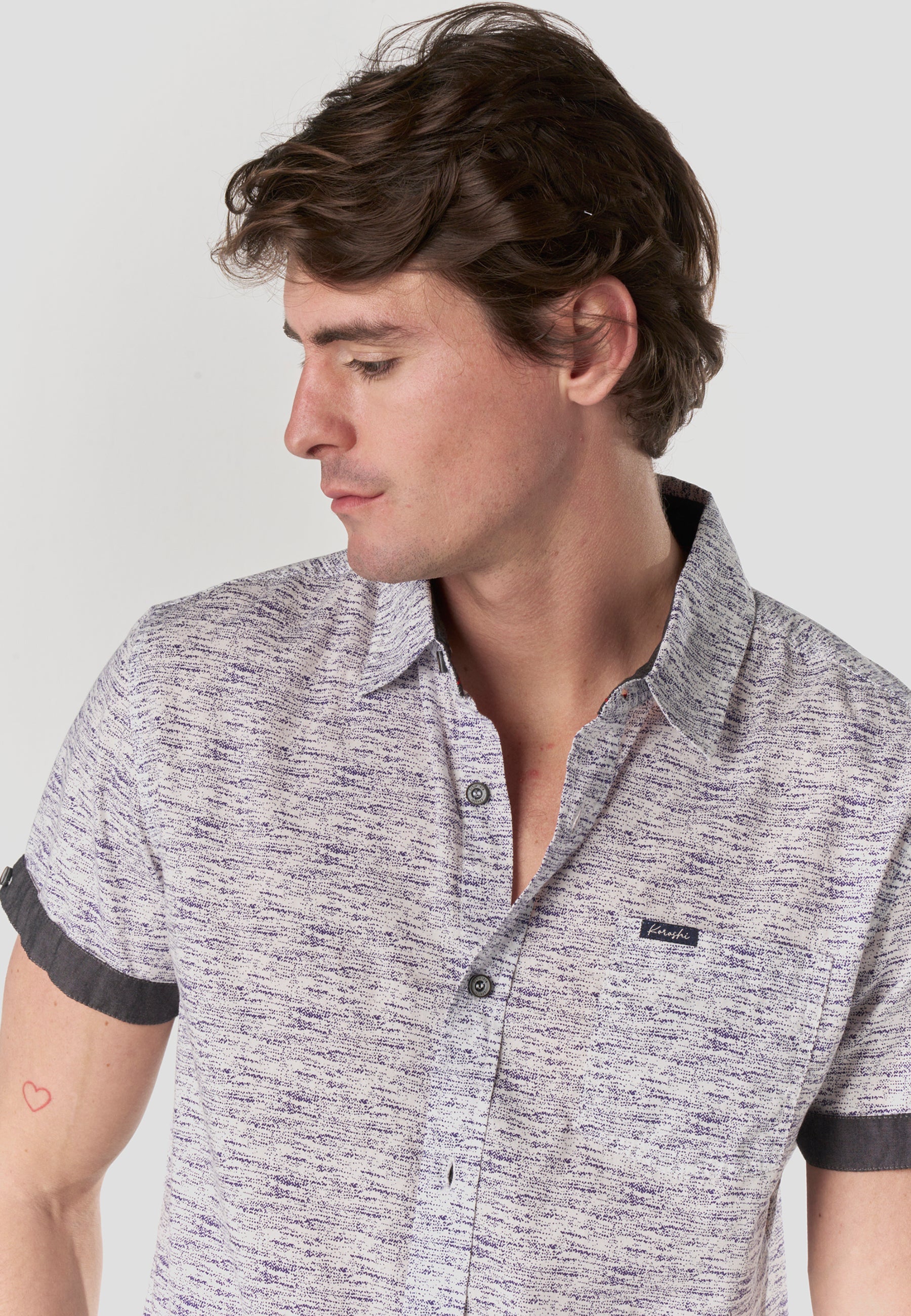 Camisa Hombre Manga Corta Popelín Algodón Bolsillo – Koroshi 2611CC31