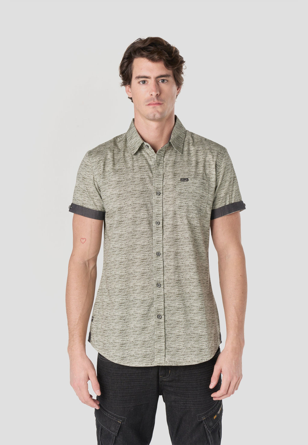 Camisa Hombre Manga Corta Popelín Algodón Bolsillo – Koroshi 2611CC31