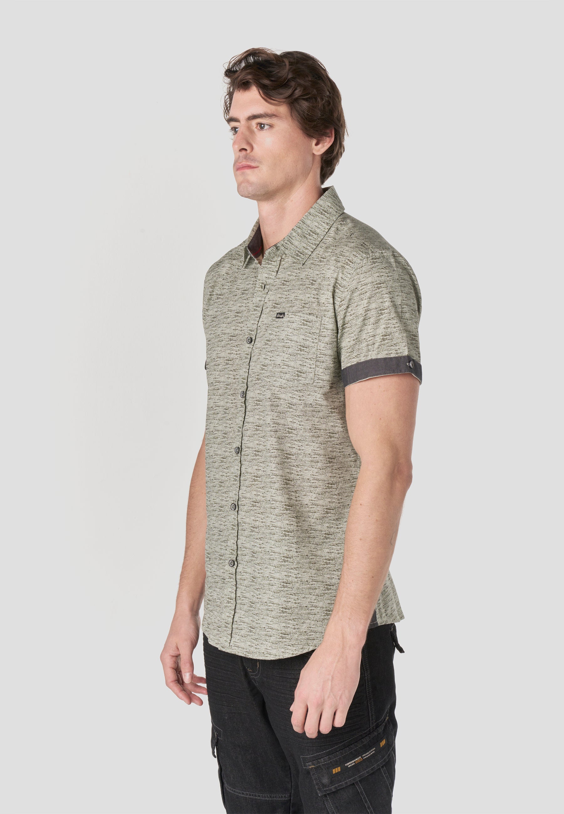 Camisa Hombre Manga Corta Popelín Algodón Bolsillo – Koroshi 2611CC31