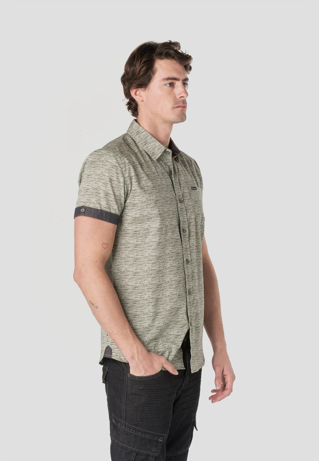 Camisa Hombre Manga Corta Popelín Algodón Bolsillo – Koroshi 2611CC31
