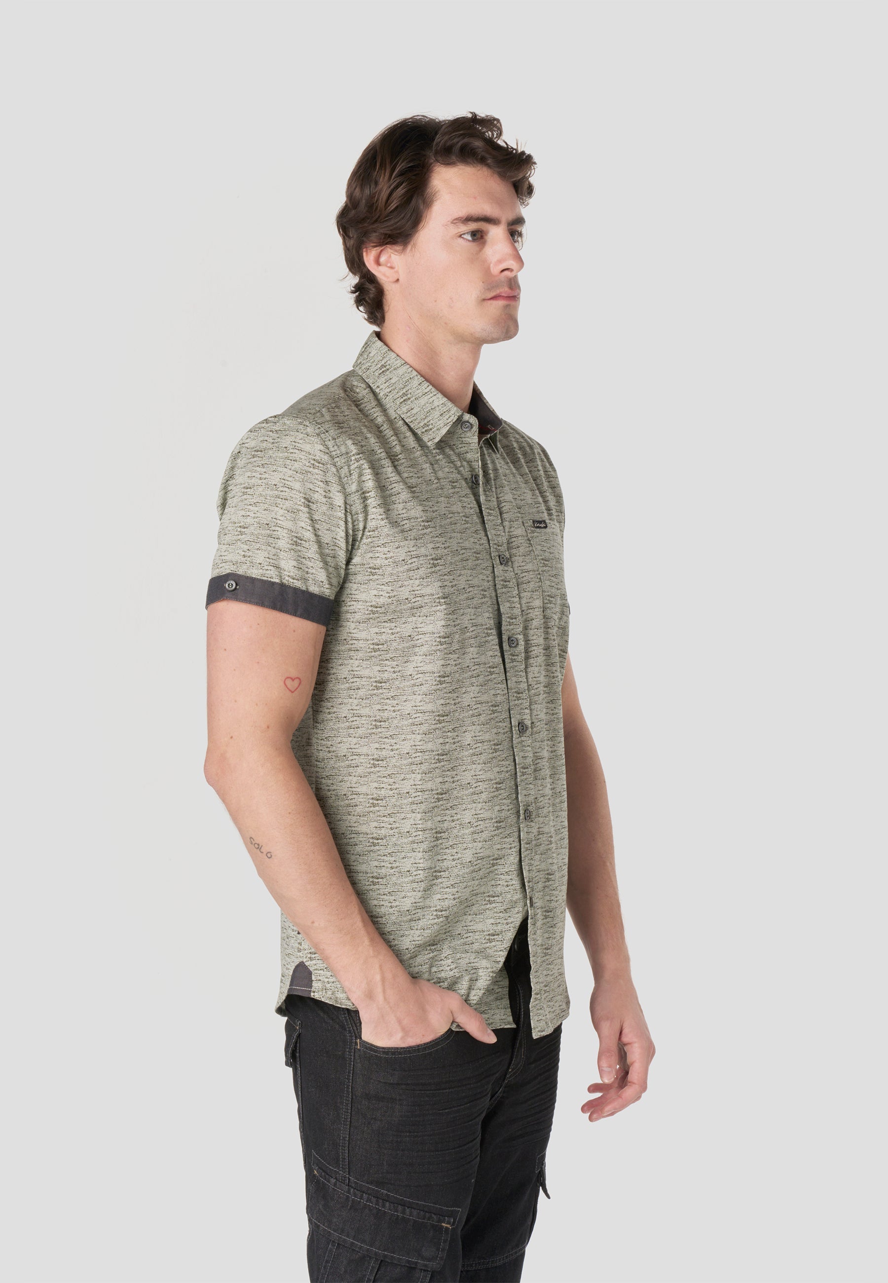 Camisa Hombre Manga Corta Popelín Algodón Bolsillo – Koroshi 2611CC31